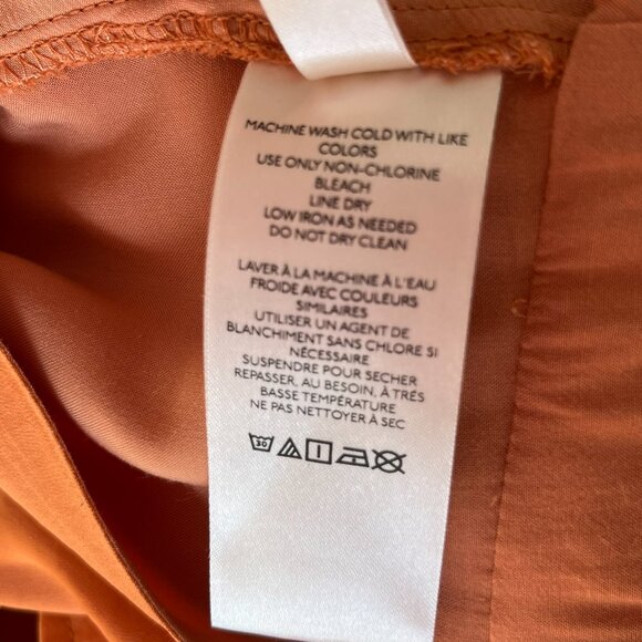 Free People Rust Orange Open Back Satin Top Blouse Tie High Neck XS Extra Small - Picture 14 of 14